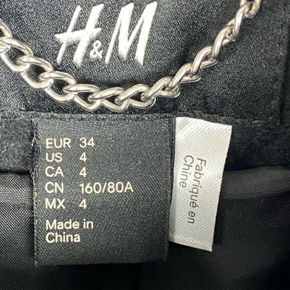 H&M Lana Del Ray Black Moto Biker Jacket Zipper Size 4 Zipper Cuffs Thick Fabric - Picture 5 of 13